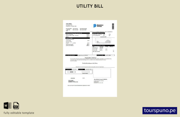 lista para imprimir plantilla de factura de servicios públicos de USA Dominion E
